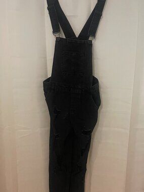 Dollhouse Dark Wash Distressed Skinny Denim Overalls Size 7